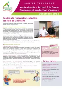 Cahier technique Vente directe - Accueil à la ferme - Economie et production d'énergie - Décembre 2013