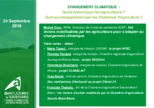 CHANGEMENT CLIMATIQUE : Quels leviers pour les agriculteurs ? Quel accompagnement par les Chambres d’agriculture ?