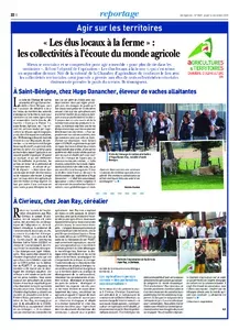 AGIR SUR LES TERRITOIRES : "Les élus locaux à la ferme", les collectivités à l’écoute du monde agricole