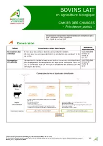 Janvier 2024 - Cahier des charges Bovins lait bio