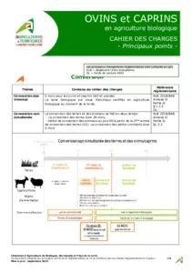 Janvier 2024 - Cahier des charges Ovins et caprins bio