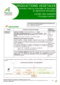 Octobre 2023 - Cahier des charges Grandes cultures et fourrages bio