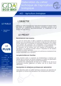 Elaboration du cahier technique de l'agriculture biologique