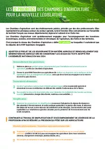 Elections législatives : les 12 priorités des Chambres d'agriculture