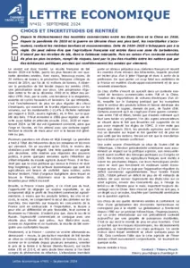 451 - 27/09/2024 - Lettre économique de septembre 2024 - Chocs et incertitudes de rentrée