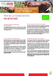 Prix de la viande bovine en AB en 2023 - Fiche bio